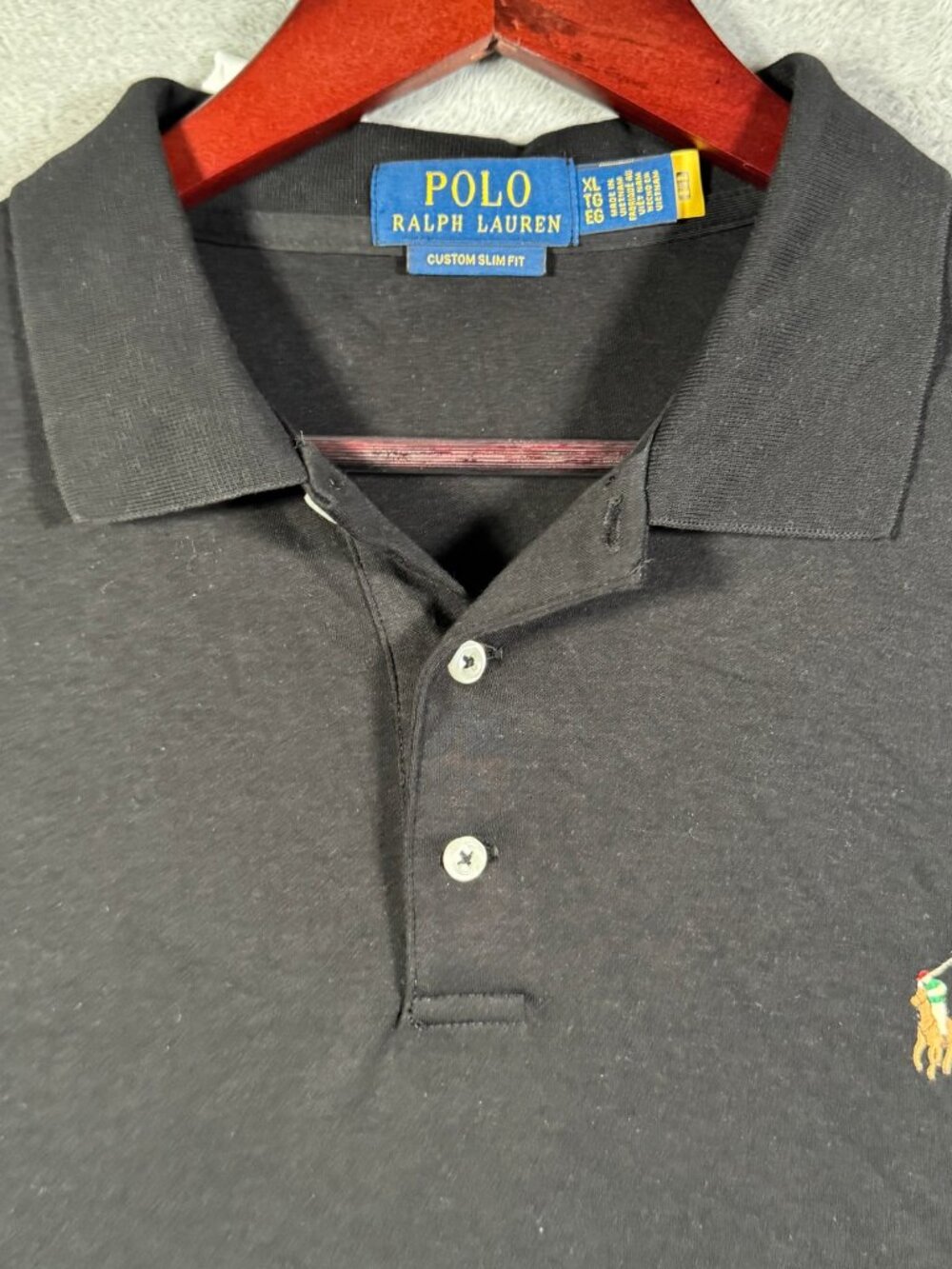 Polo Ralph Lauren Shirt Mens XL Black Custom Slim Fit Short Sleeve Cotton $118